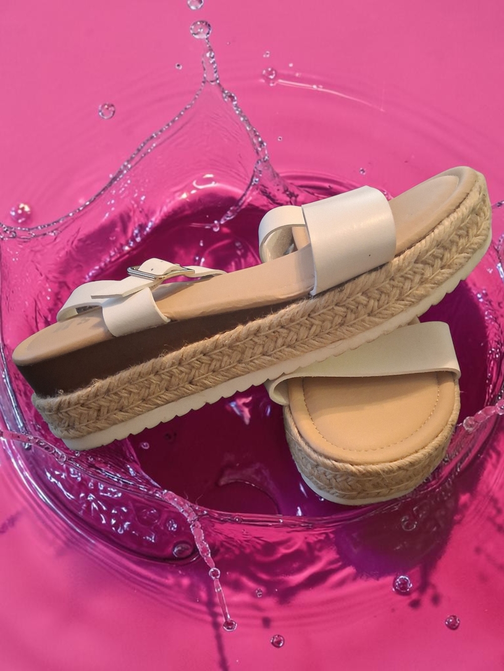 ITS white platform sandals braided jute sole Womens Shoe Size 10 Summer Fashion